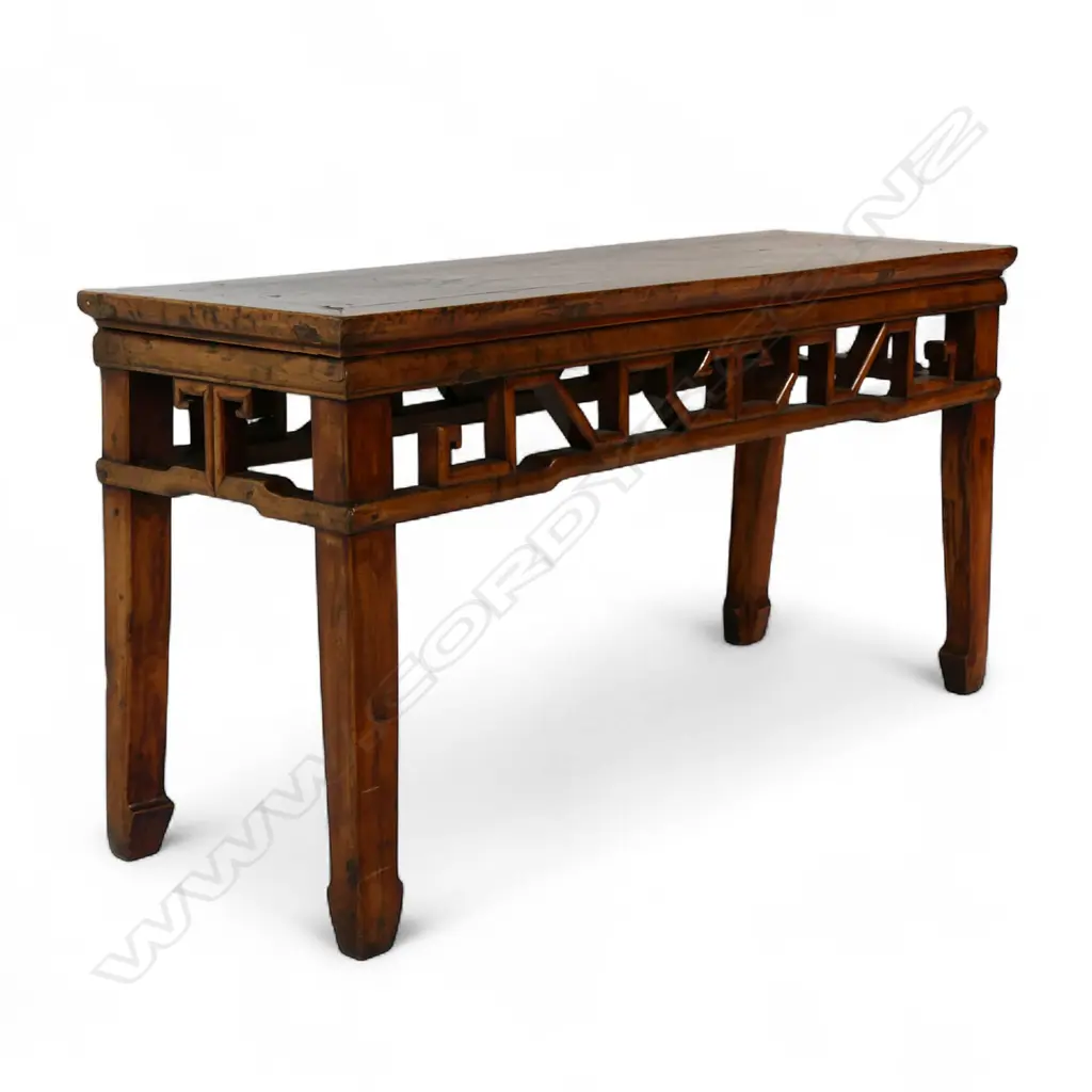 An early 19thC Chinese c.1850 low hardwood bench, Image 1++